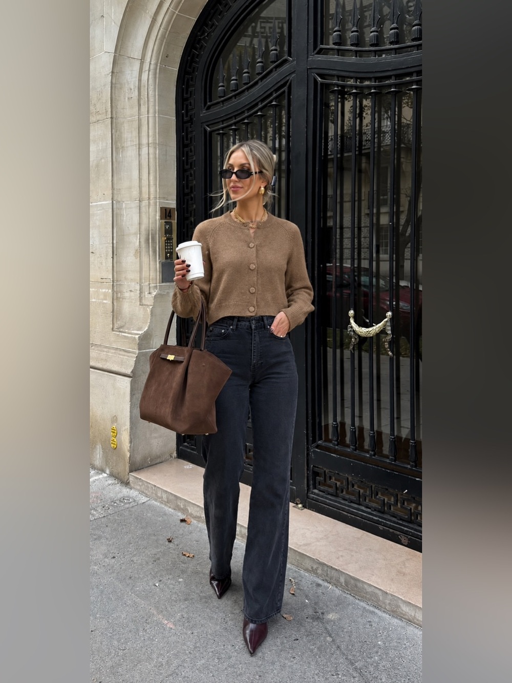 Classic Button-Front Brown Sweater - Picture 2 of 5
